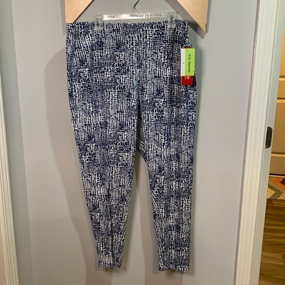 C. D. Daniels 1X blue and white leggings - Picture 1 of 6